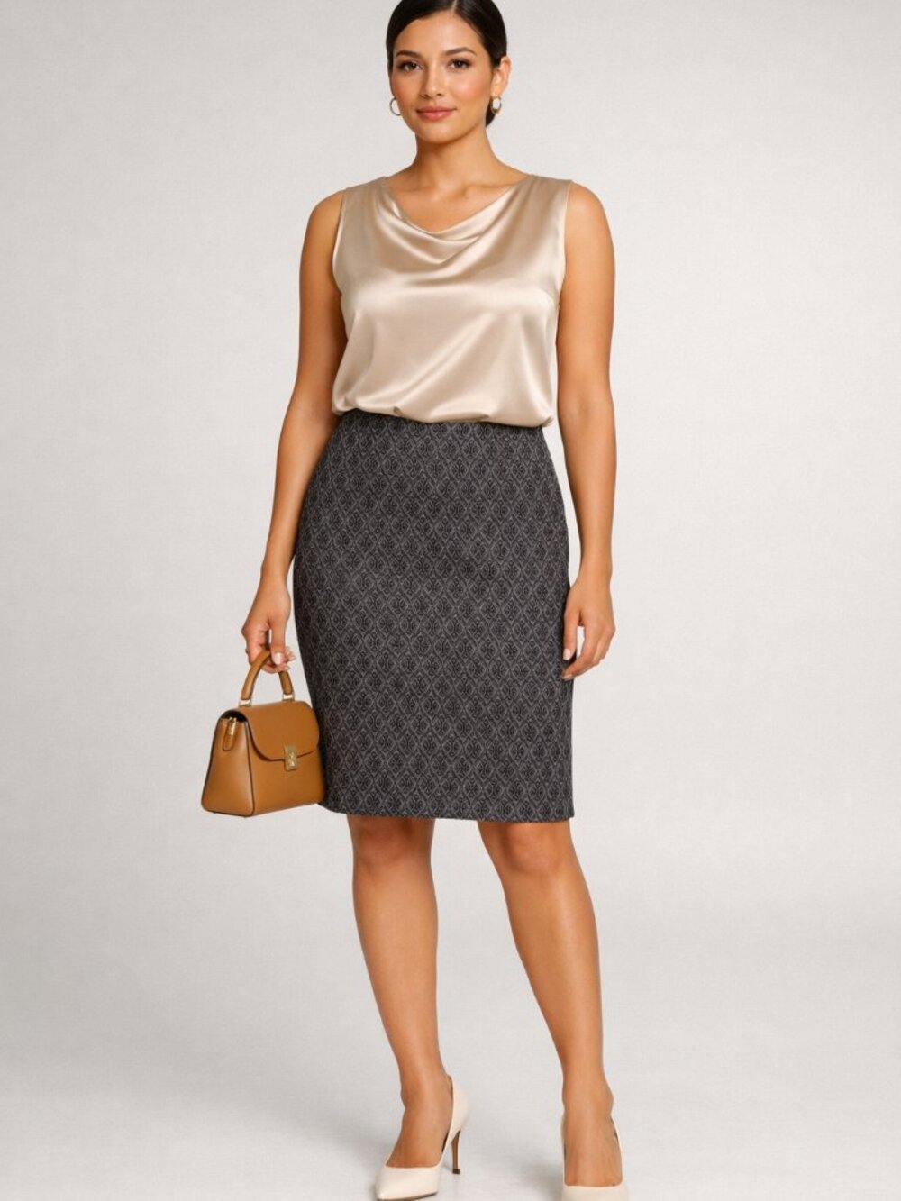 Style & Co Women’s Pull on Patterned Pencil  Skirt  Size  Medium